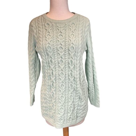 J. Jill Sweater Women's Small Mint Green Cable Knit Chunky Sweater Pullover - Picture 1 of 11